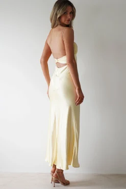 Grace Soft Satin Maxi Dress | Yellow