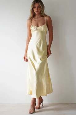 Grace Soft Satin Maxi Dress | Yellow