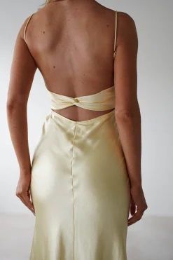 Grace Soft Satin Maxi Dress | Yellow