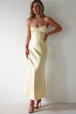 Grace Soft Satin Maxi Dress | Yellow