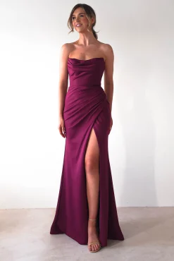 Grasie Bodycon Strapless Gown | Wine
