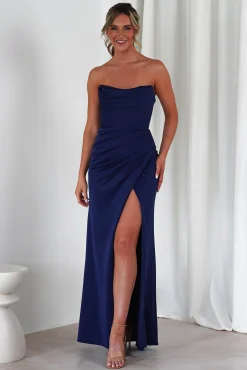 Grasie Bodycon Strapless Gown | Navy
