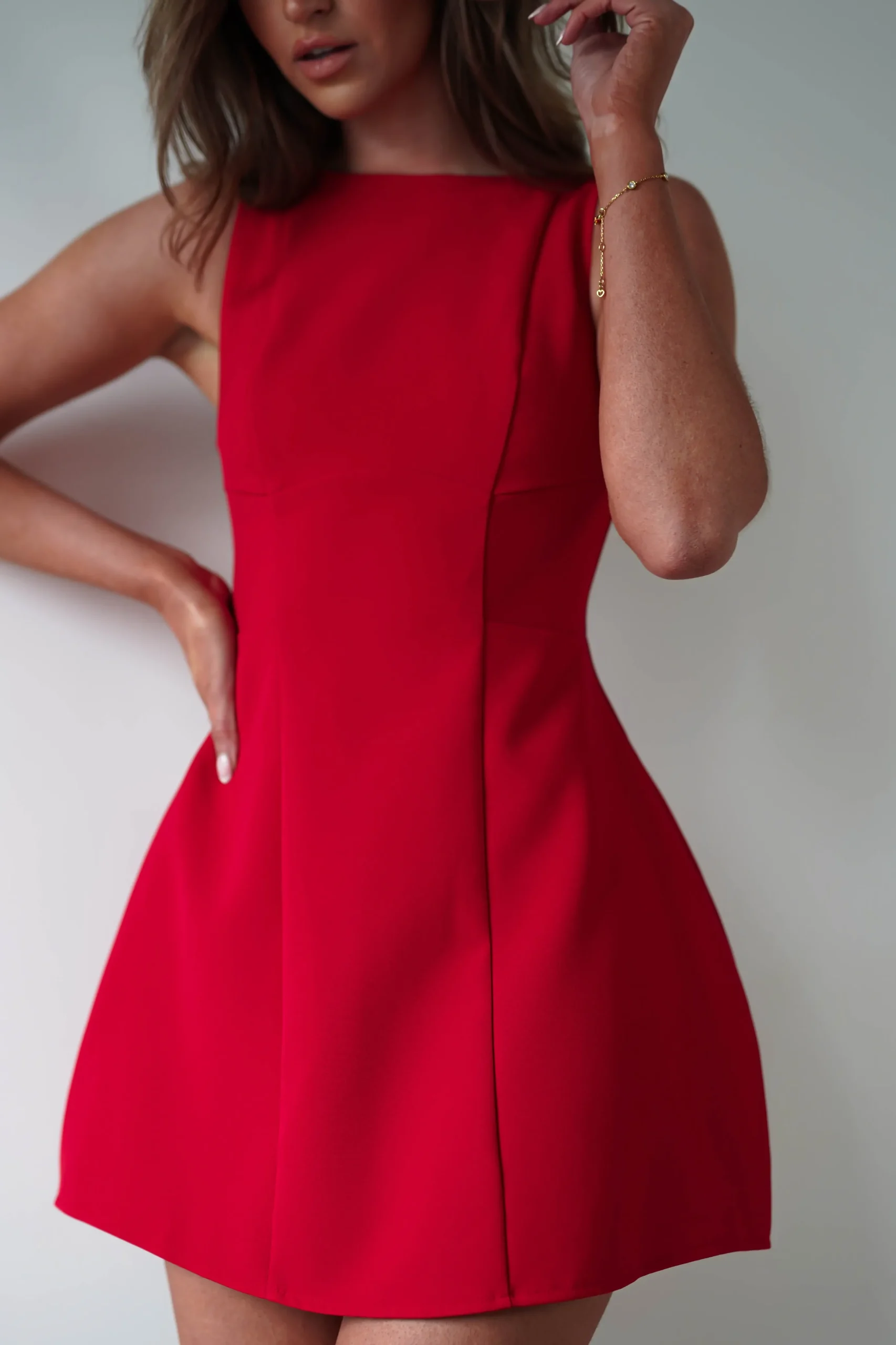Hannah Structured Mini Dress | Red