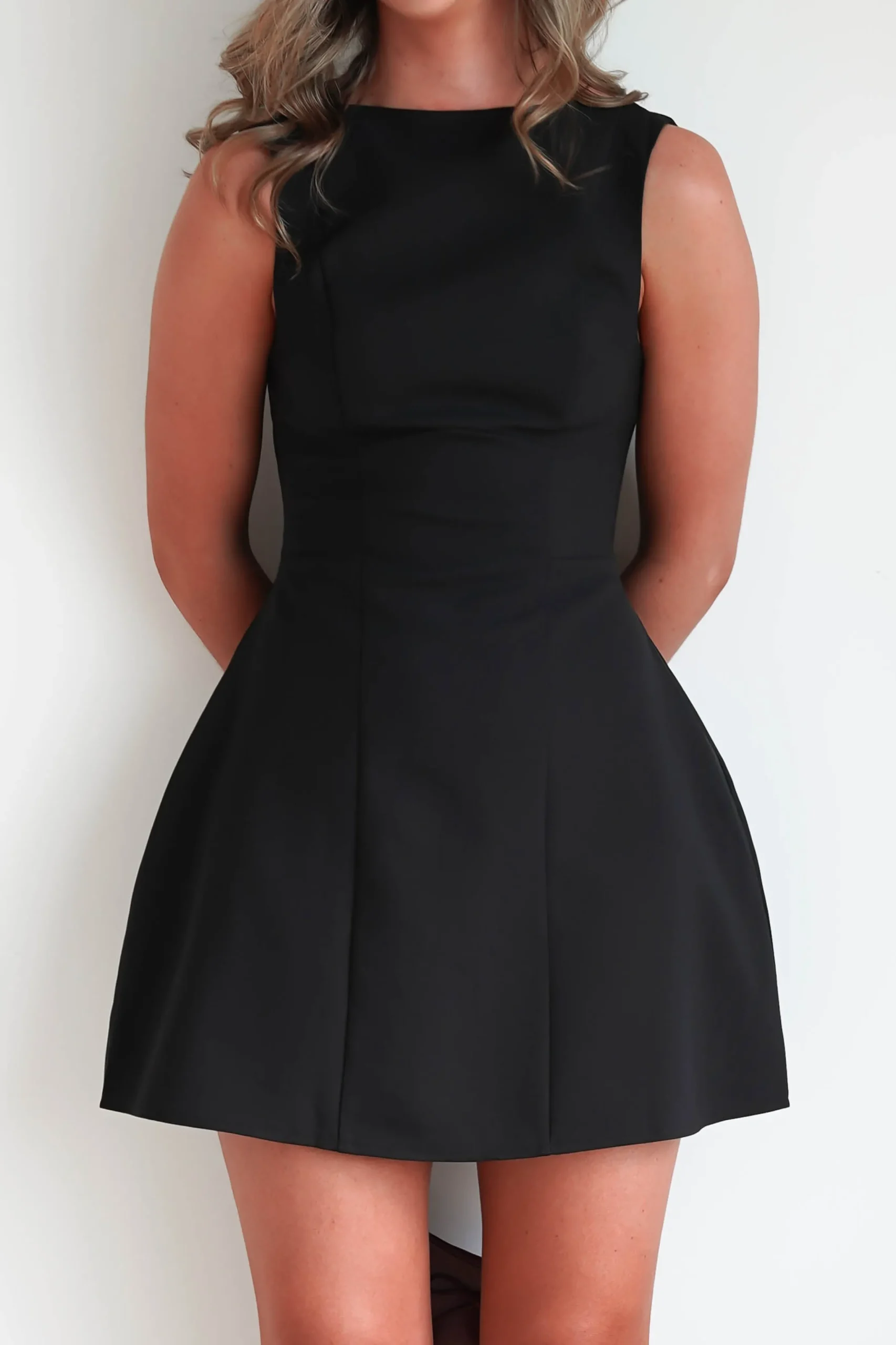 Hannah Structured Mini Dress | Black