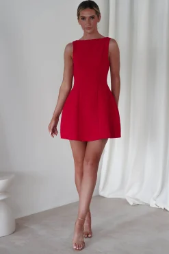 Hannah Structured Mini Dress | Red