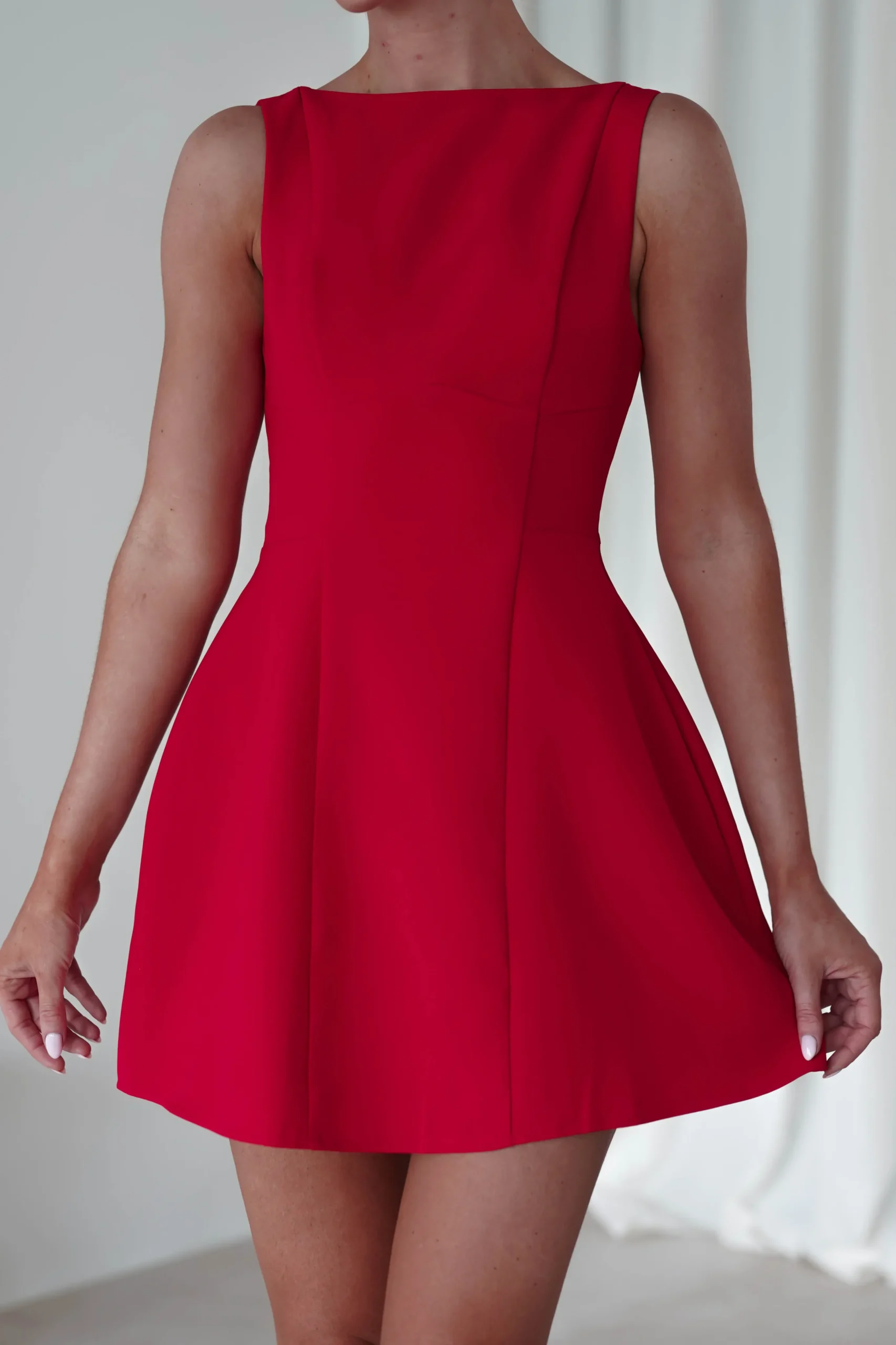 Hannah Structured Mini Dress | Red