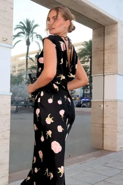 Hazel Soft Floral Maxi Dress | Black