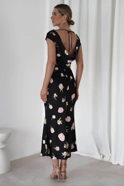 Hazel Soft Floral Maxi Dress | Black