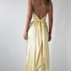 Hermie Silky Satin Maxi Dress | Lemon