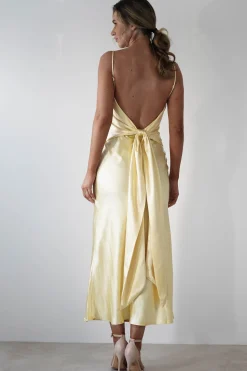 Hermie Silky Satin Maxi Dress | Lemon