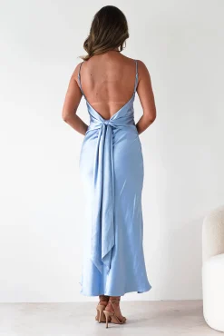 Hermie Silky Satin Maxi Dress | Blue