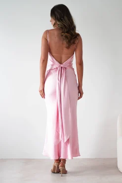 Hermie Silky Satin Maxi Dress | Pink
