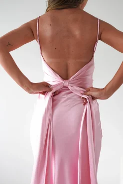 Hermie Silky Satin Maxi Dress | Pink