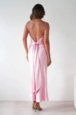 Hermie Silky Satin Maxi Dress | Pink