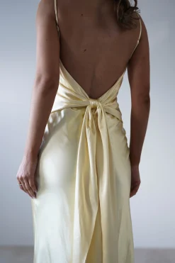 Hermie Silky Satin Maxi Dress | Lemon