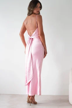 Hermie Silky Satin Maxi Dress | Pink