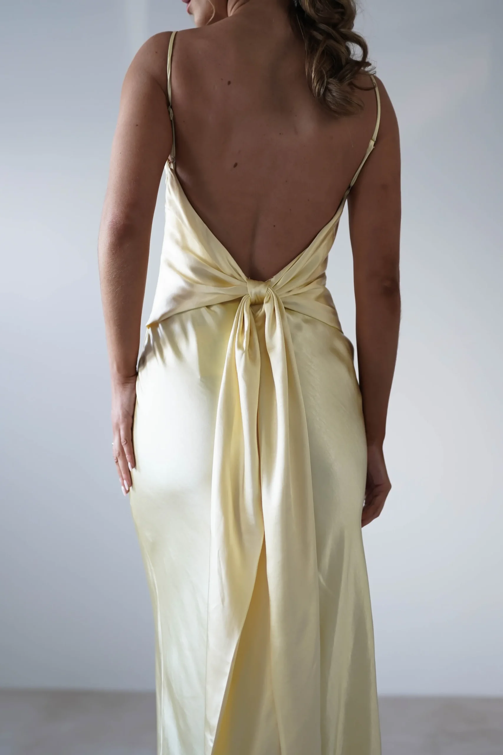 Hermie Silky Satin Maxi Dress | Lemon