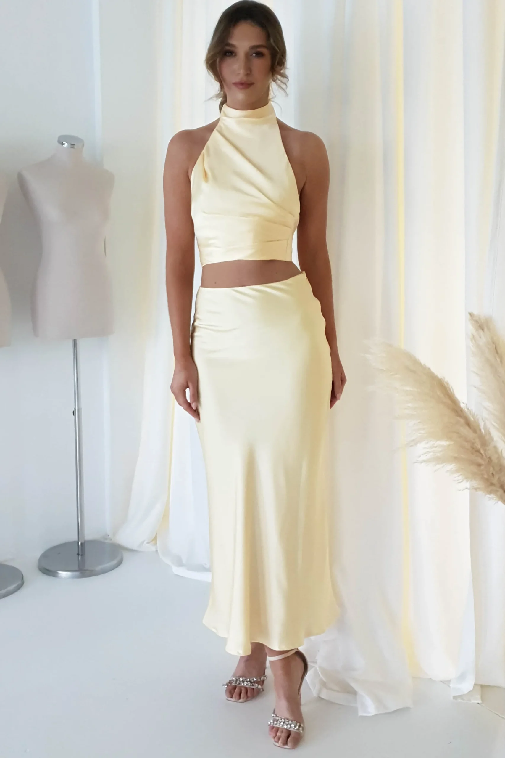 Imogen Satin Maxi Skirt | Yellow