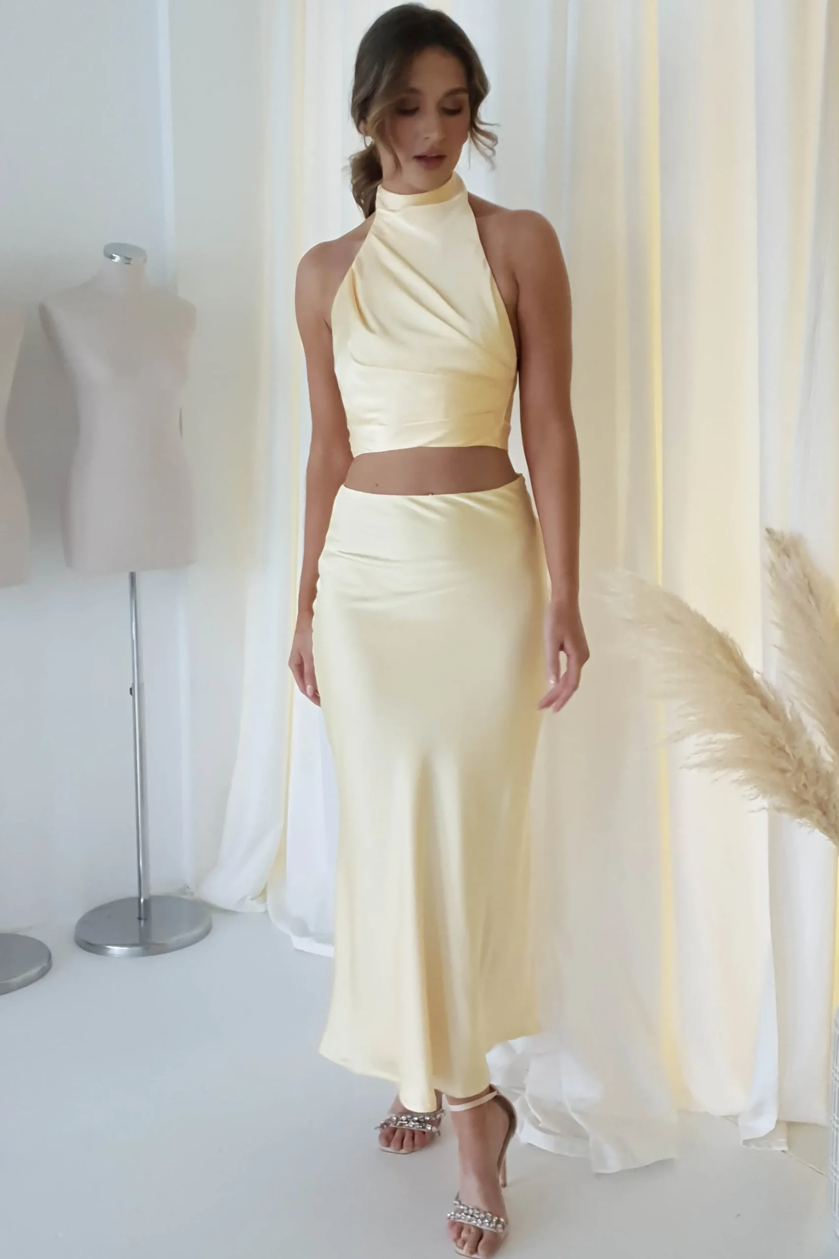 Imogen Satin Maxi Skirt | Yellow