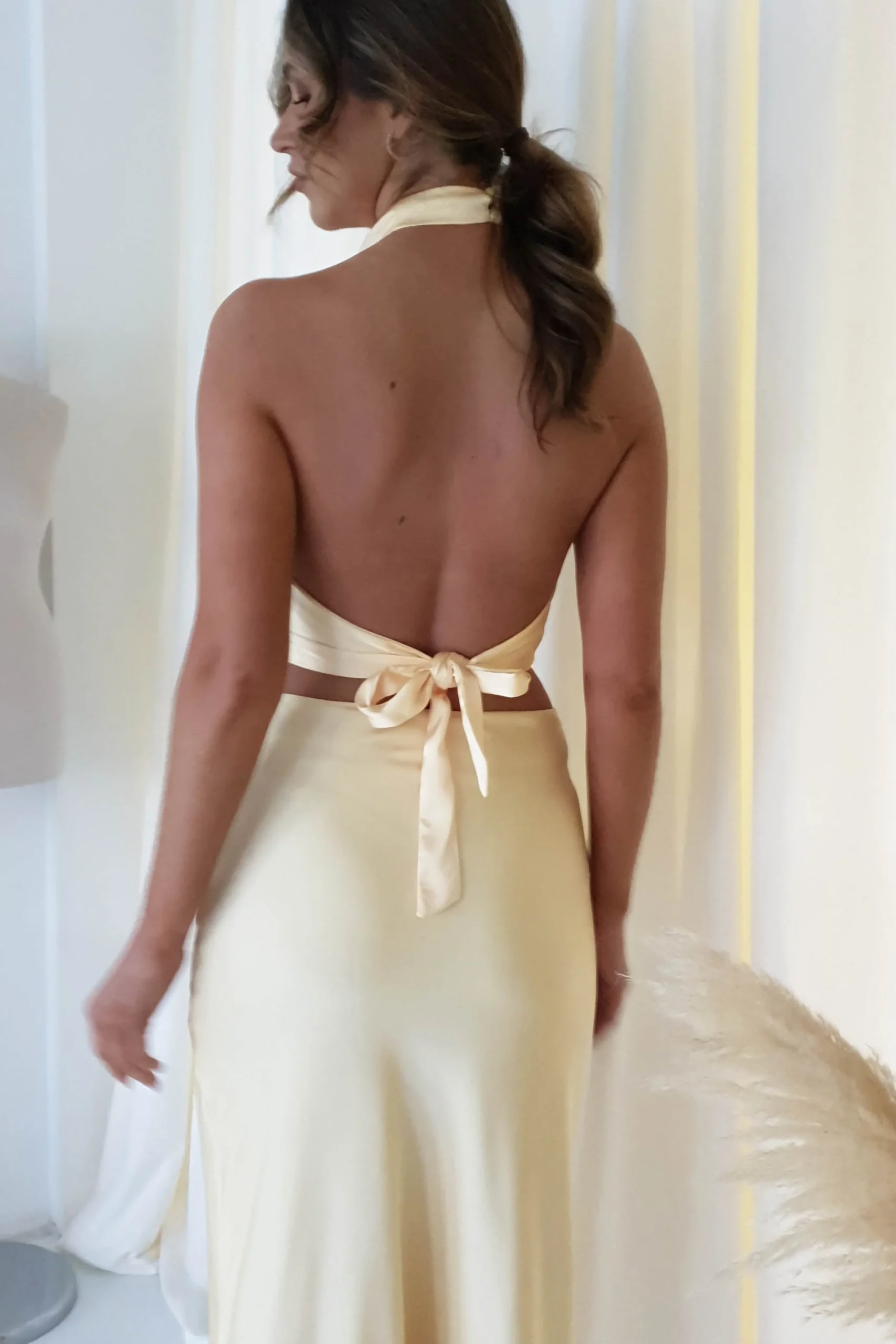 Imogen Satin Maxi Skirt | Yellow