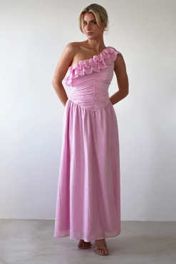 Jamie Ruffle One Shoulder Midaxi | Pink