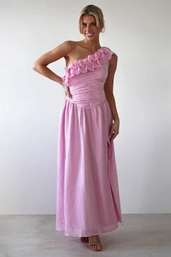 Jamie Ruffle One Shoulder Midaxi | Pink