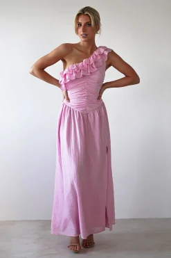 Jamie Ruffle One Shoulder Midaxi | Pink