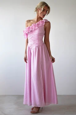 Jamie Ruffle One Shoulder Midaxi | Pink