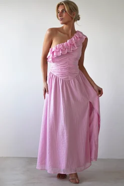 Jamie Ruffle One Shoulder Midaxi | Pink