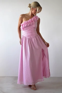 Jamie Ruffle One Shoulder Midaxi | Pink