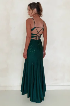 Jennifer Diamante Bodycon Gown | Dark Green
