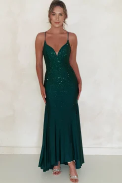 Jennifer Diamante Bodycon Gown | Dark Green