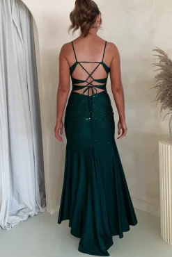 Jennifer Diamante Bodycon Gown | Dark Green