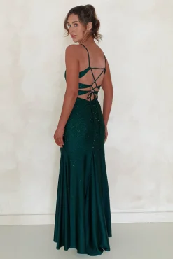 Jennifer Diamante Bodycon Gown | Dark Green