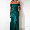 Jessi Soft Saton Maxi Gown | Emerald Green