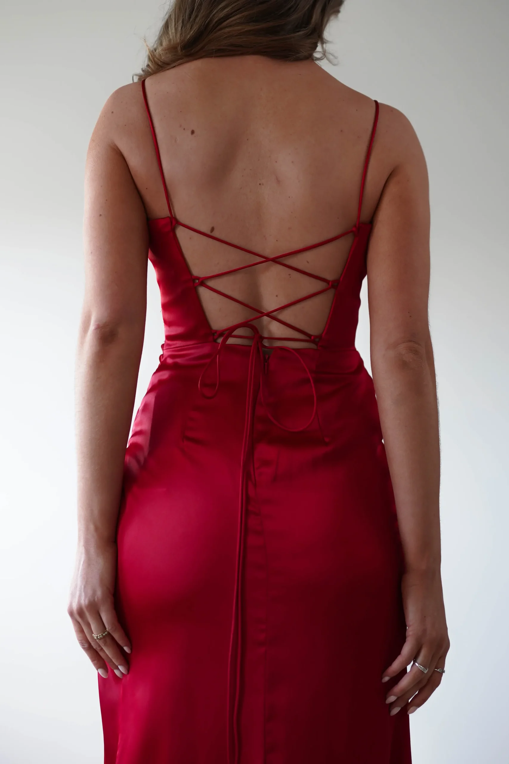 Julianne Corset Satin Gown | Red