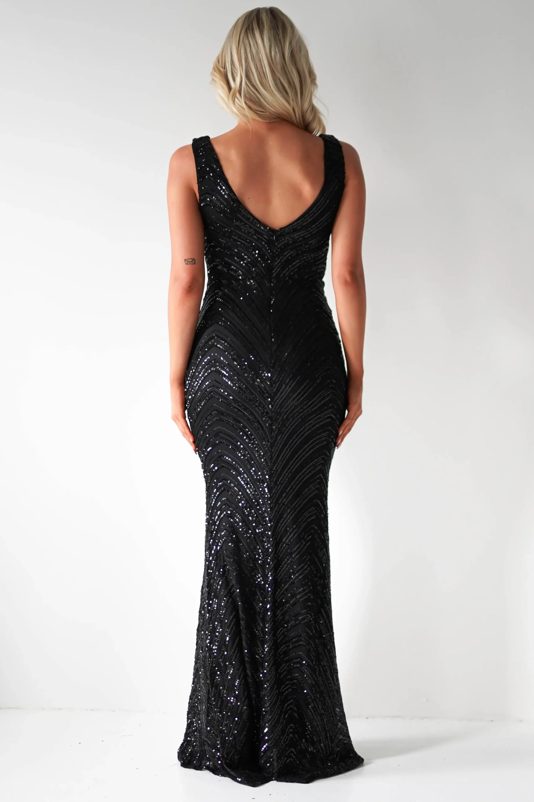 Julietta Sequin Bodycon Maxi Dress | Black
