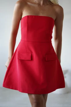 Karla Structured Strapless Mini Dress | Red