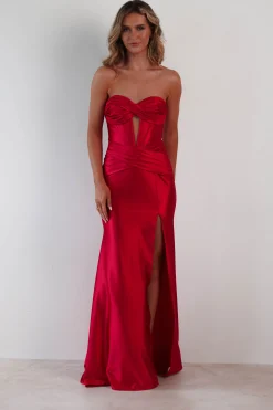 Karra Bodycon Strapless Gown | Red