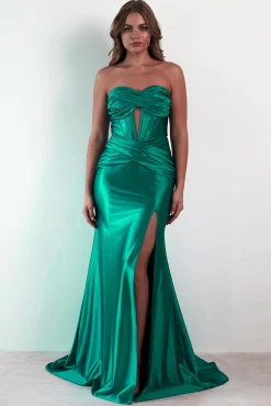 Karra Bodycon Strapless Gown | Emerald Green