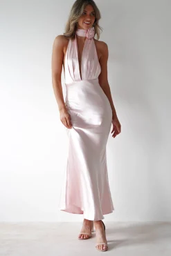 Kaylah Soft Satin Maxi Dress | Pearl Pink