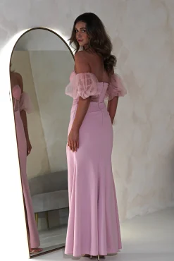 Kenna Balloon Sleeve Gown | Pink