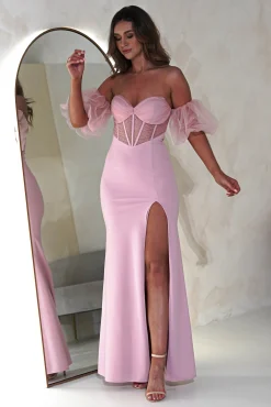 Kenna Balloon Sleeve Gown | Pink