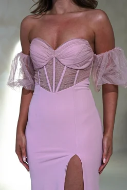 Kenna Balloon Sleeve Gown | Pink