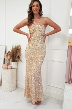 Kennedy Sequin Bodycon Gown | Gold
