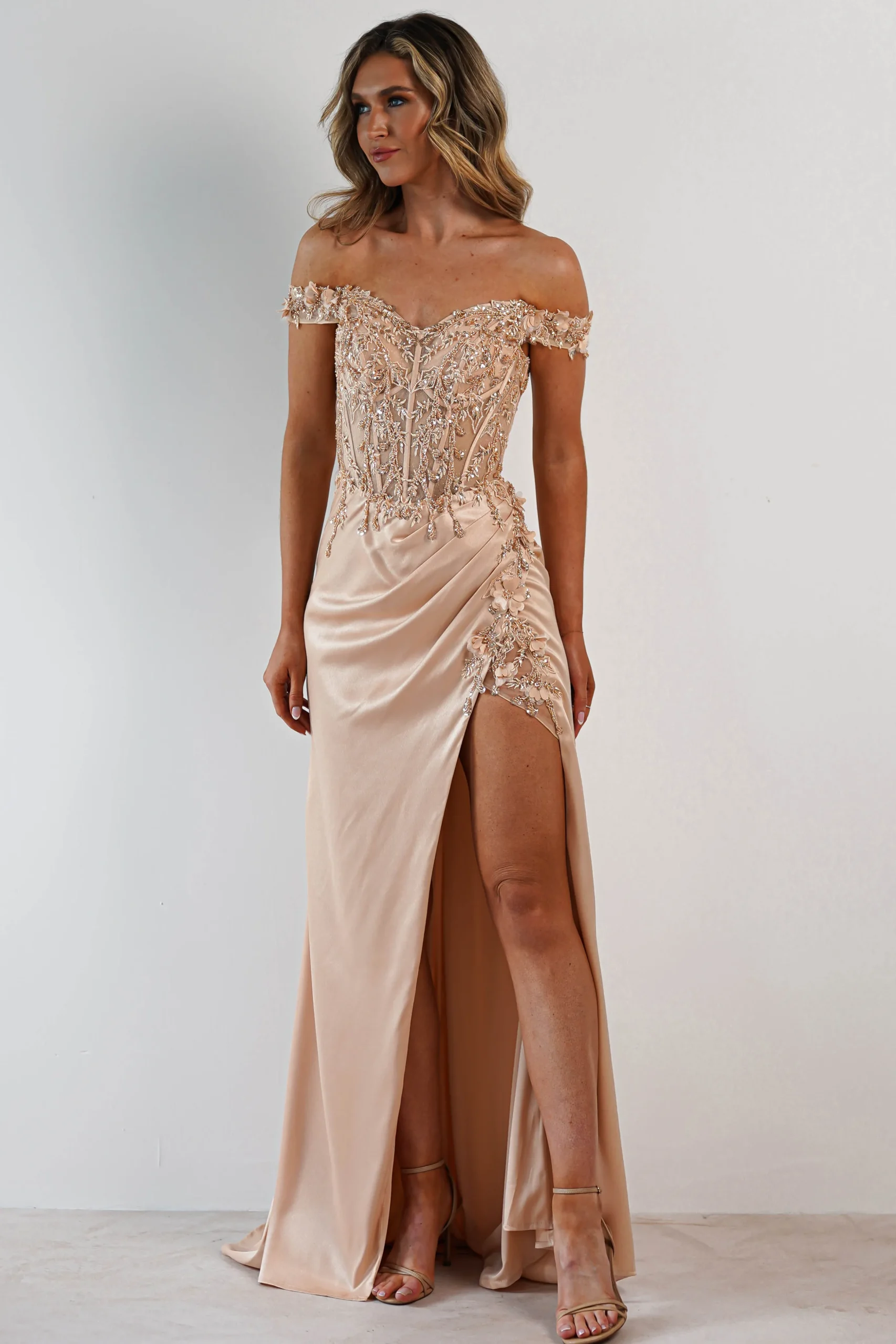 Khacy Embellished Gown | Champagne/Gold