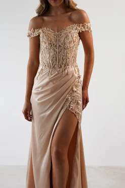 Khacy Embellished Gown | Champagne/Gold
