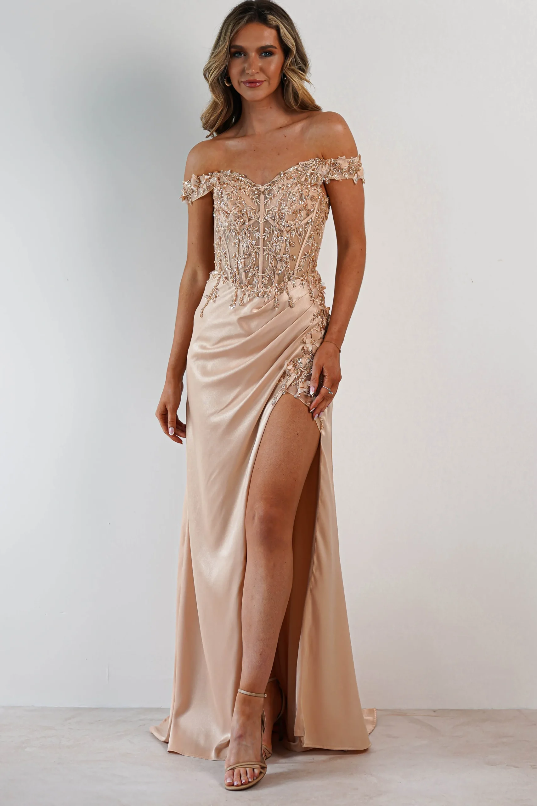 Khacy Embellished Gown | Champagne/Gold