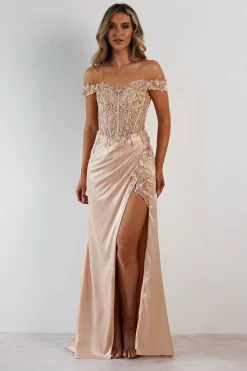 Khacy Embellished Gown | Champagne/Gold