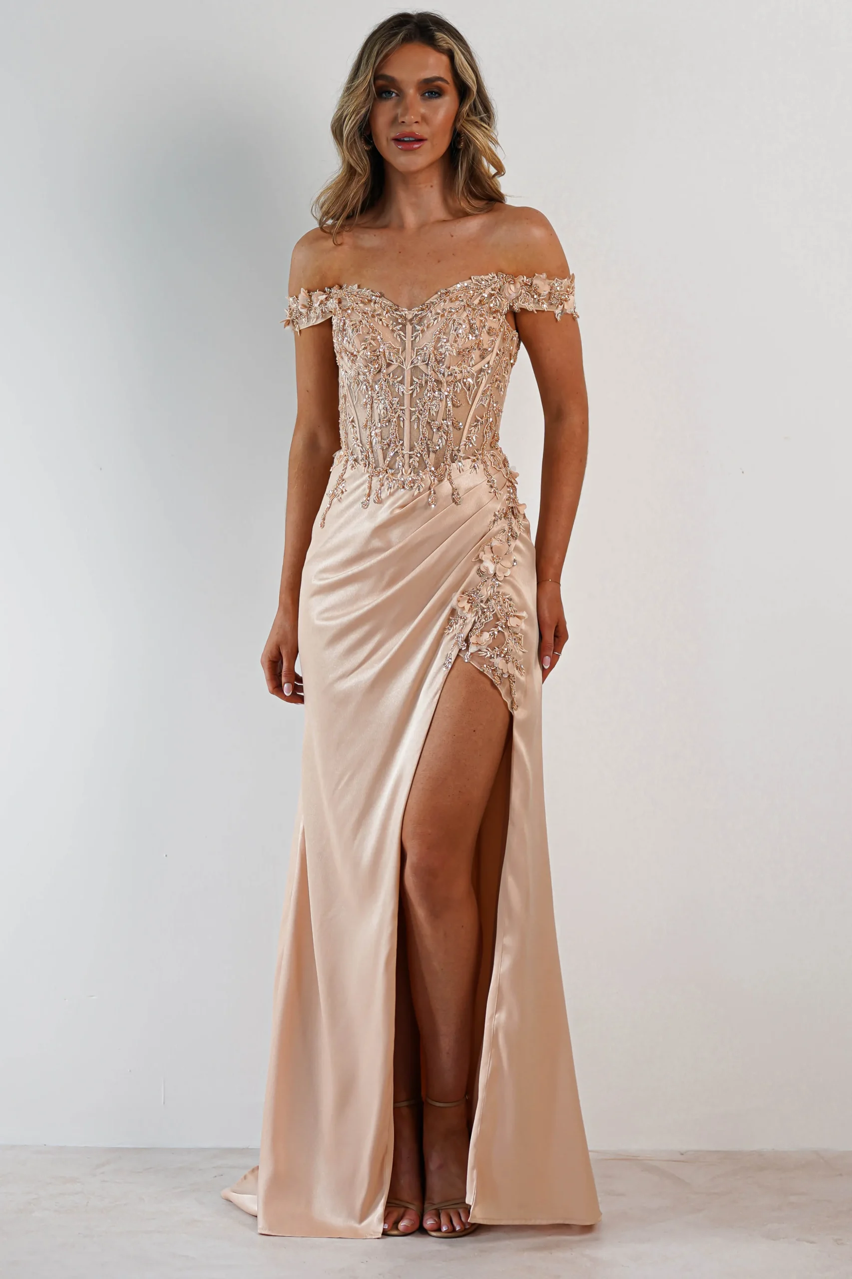 Khacy Embellished Gown | Champagne/Gold